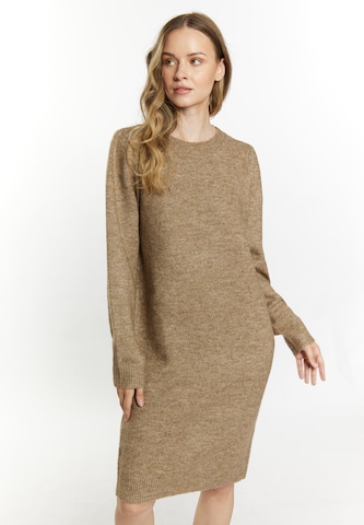 DreiMaster Vintage Knitted dress 'Incus' in Brown: front