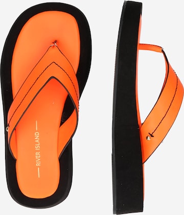 River Island T-Bar Sandals in Orange