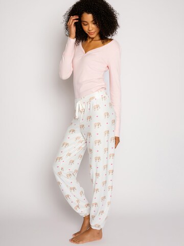 PJ Salvage - Pantalón de pijama ' Love You A Ton ' en blanco