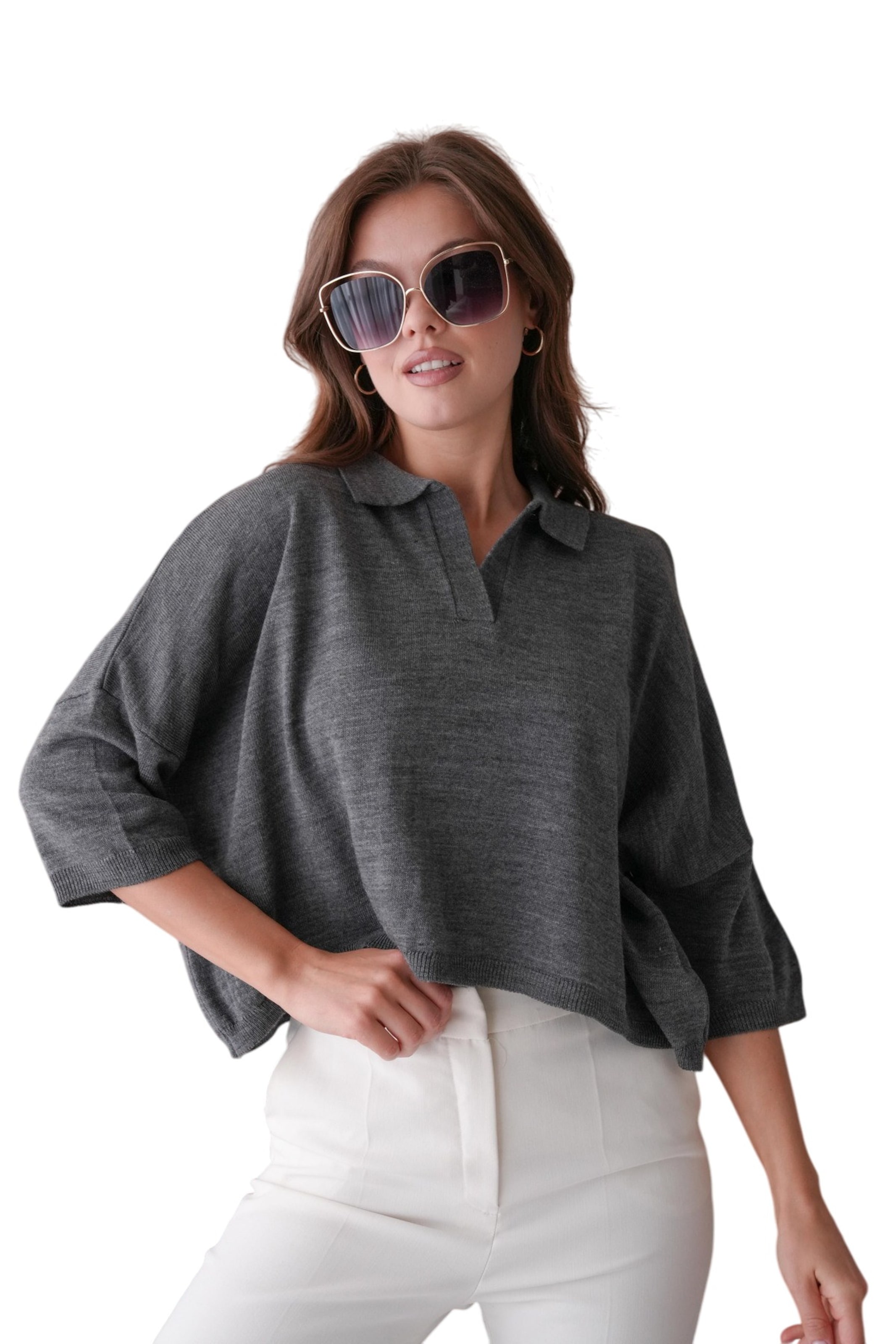 WOMAN VISION Trui in Grijs: voorkant