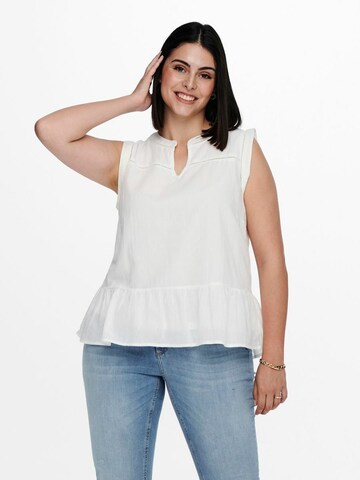 ONLY Carmakoma - Blusa en blanco: frente