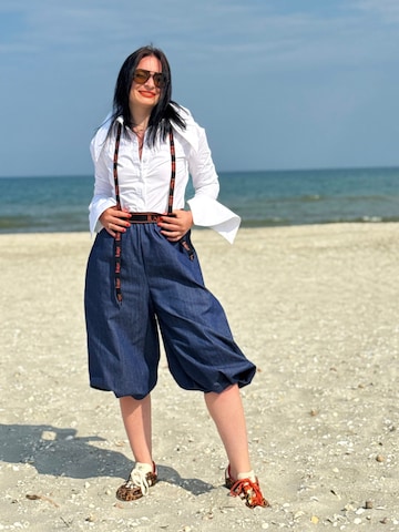 IUnique Regular Broek 'Pantalon pirat 3/4, denim, albastru' in Blauw: voorkant