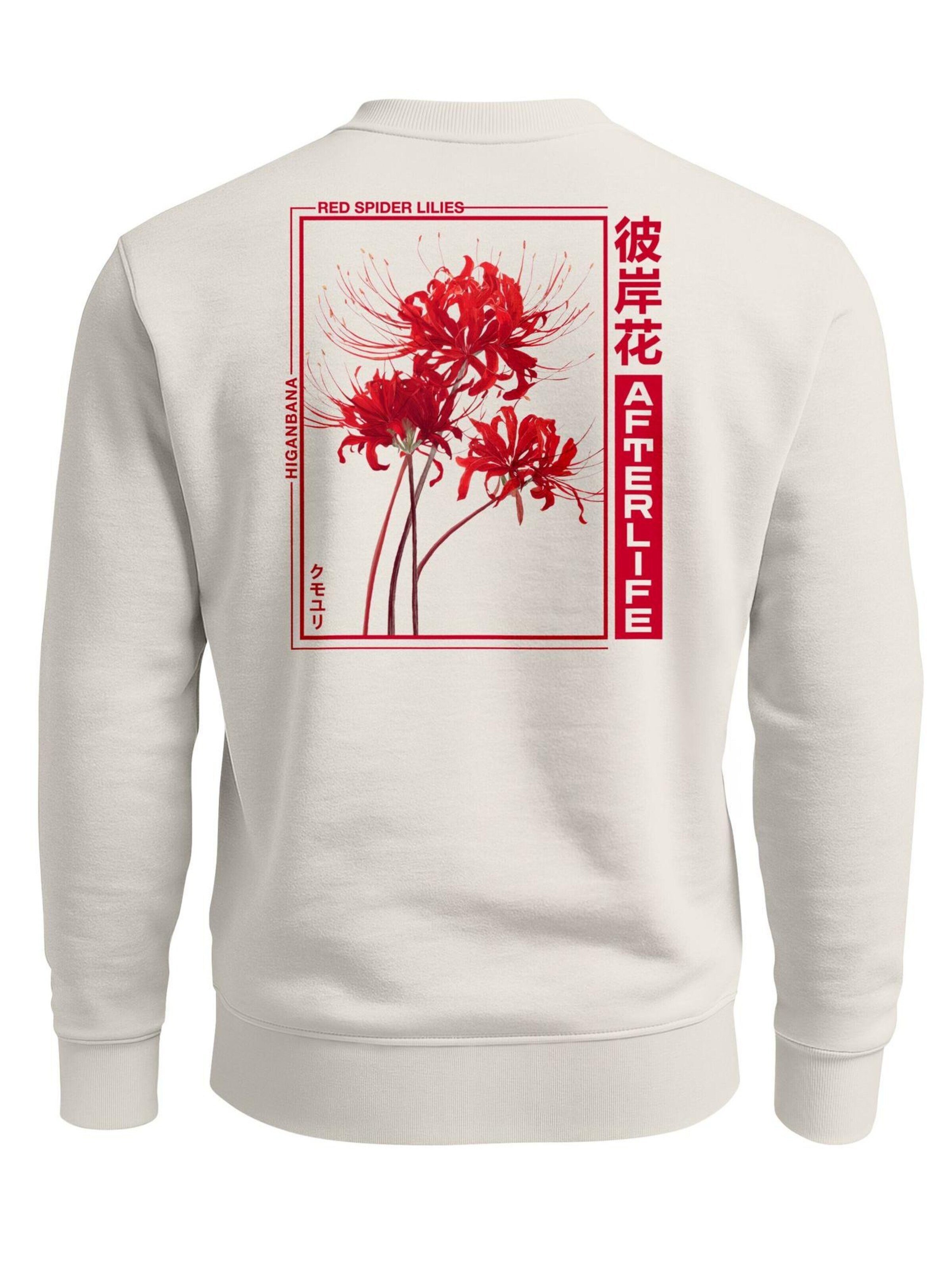 Neverless Sweatshirt 'Red Spider Lilies' in Beige