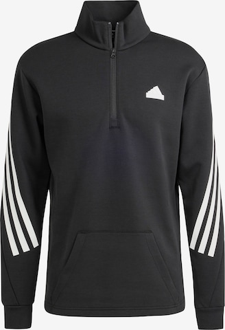 ADIDAS SPORTSWEAR Shirt 'Future Icons 3-stripes Half-zip' in Black: front