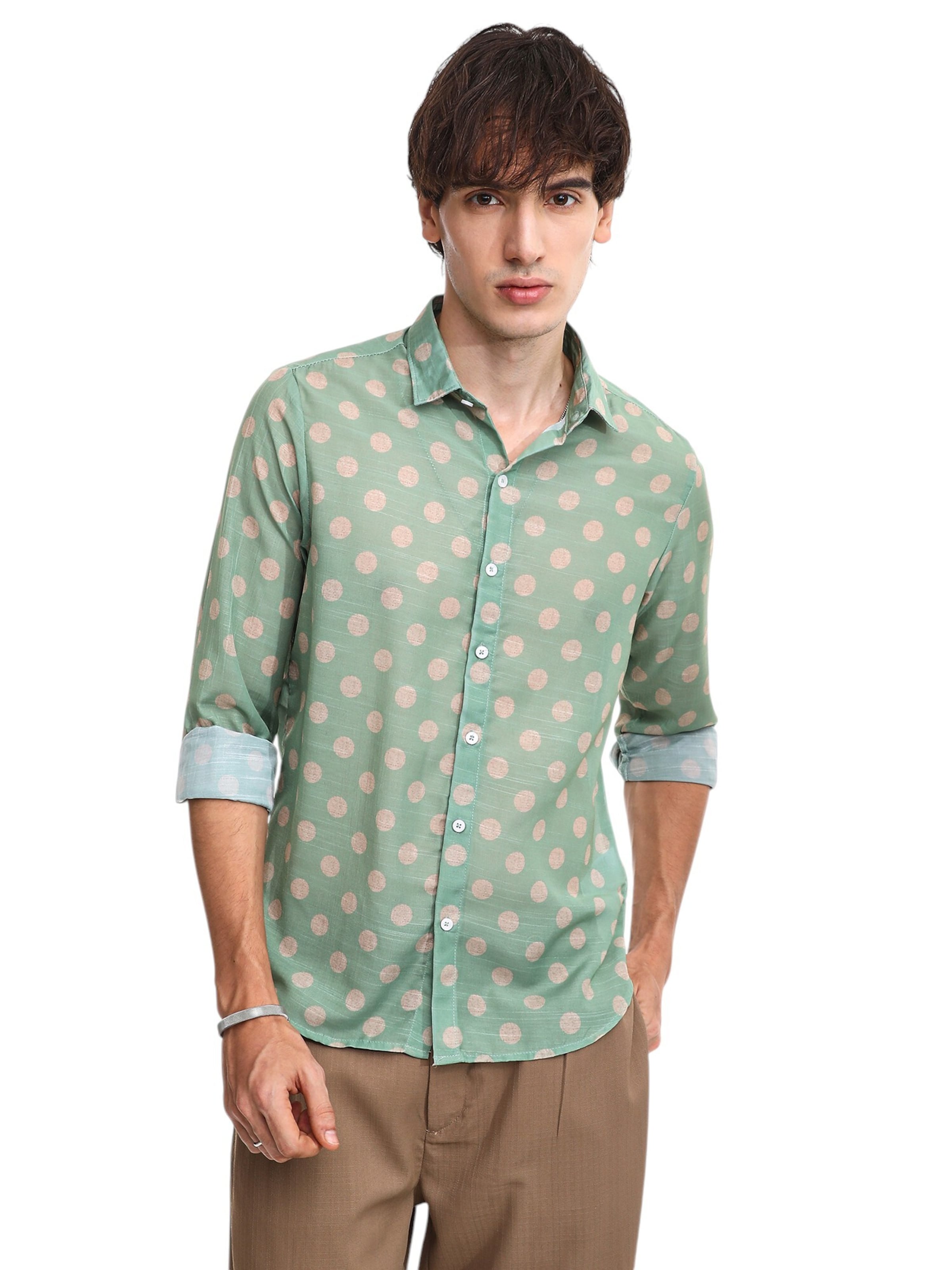 Campus Sutra Средняя посадка Рубашка 'Thomasine' в Зеленый: спереди