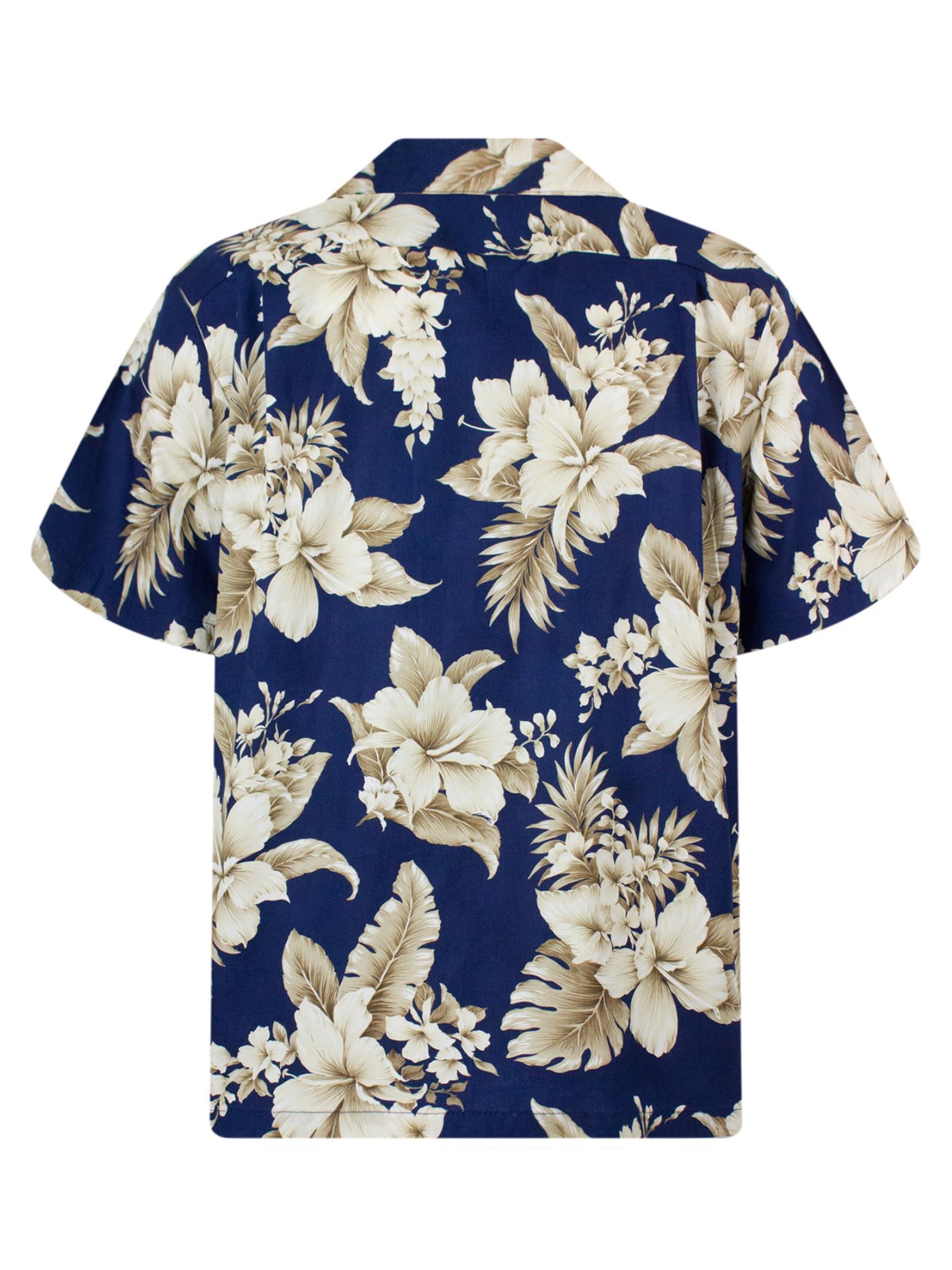 KY's Regular Fit Hemd 'Goldbraune Blume'‌‌‌ in Blau