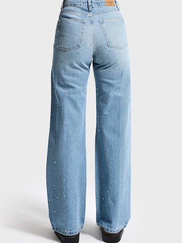 IT'S BASIC Regular Jeans 'RHINESTONE STRAIGHT HIGH RISE JEANS (Lenght 30)' in Blauw