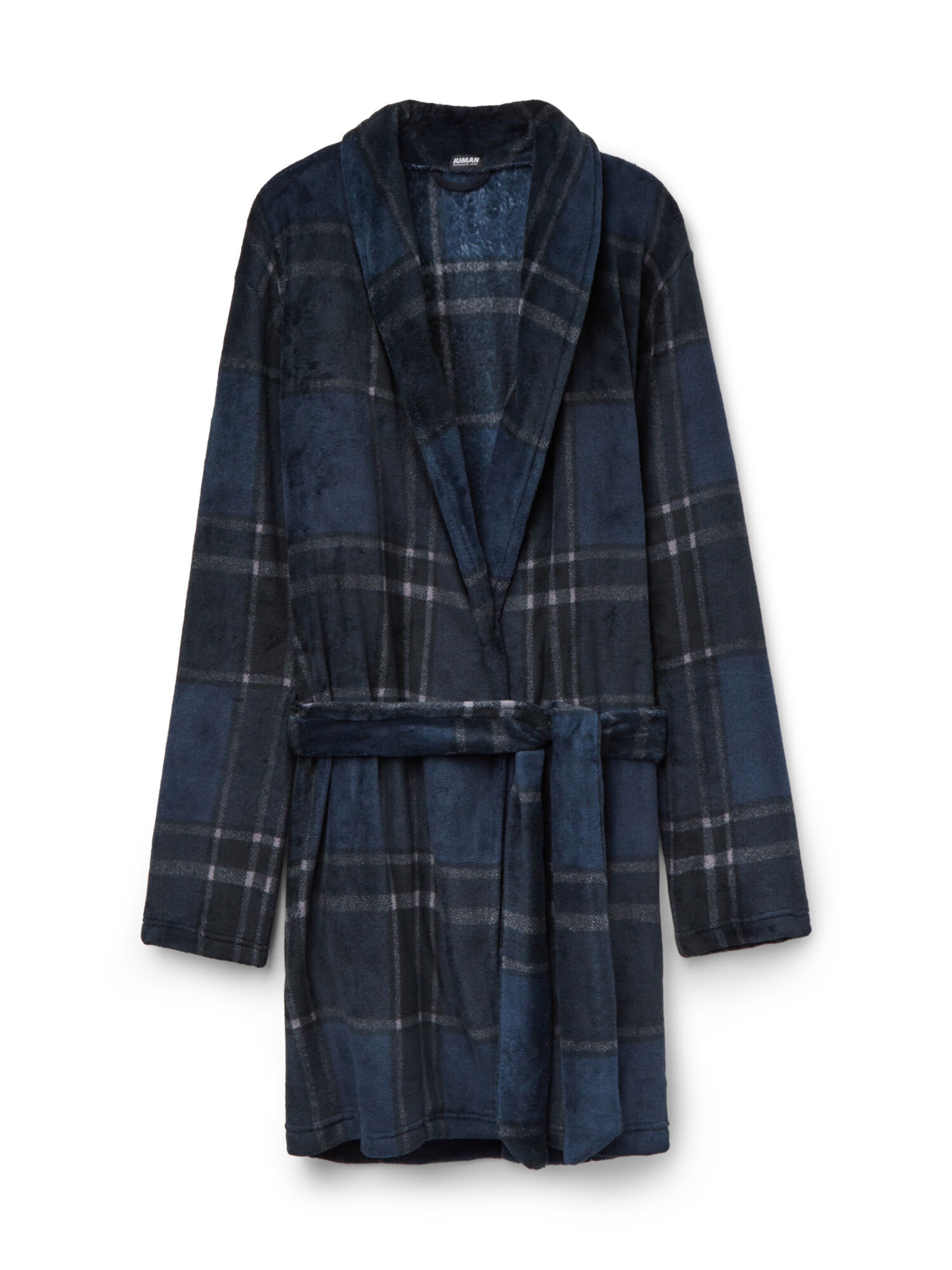 IUMAN Intimissimi Uomo Short Bathrobe in Blue: front