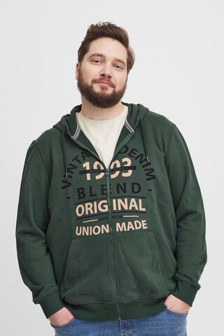 Blend Big Zip-Up Hoodie in Green: front