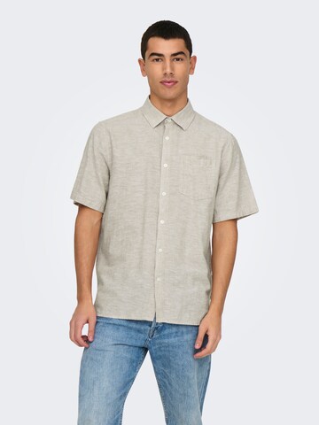 Only & Sons Regular fit Button Up Shirt 'ONSCaiden' in Grey: front