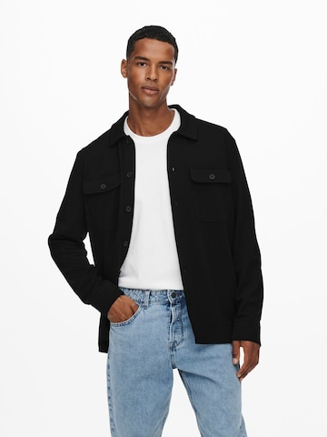 Only & Sons Regular fit Button Up Shirt 'New Kodyl' in Black: front