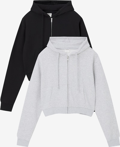 Pull&Bear Veste de survêtement en gris chiné / noir, Vue avec produit