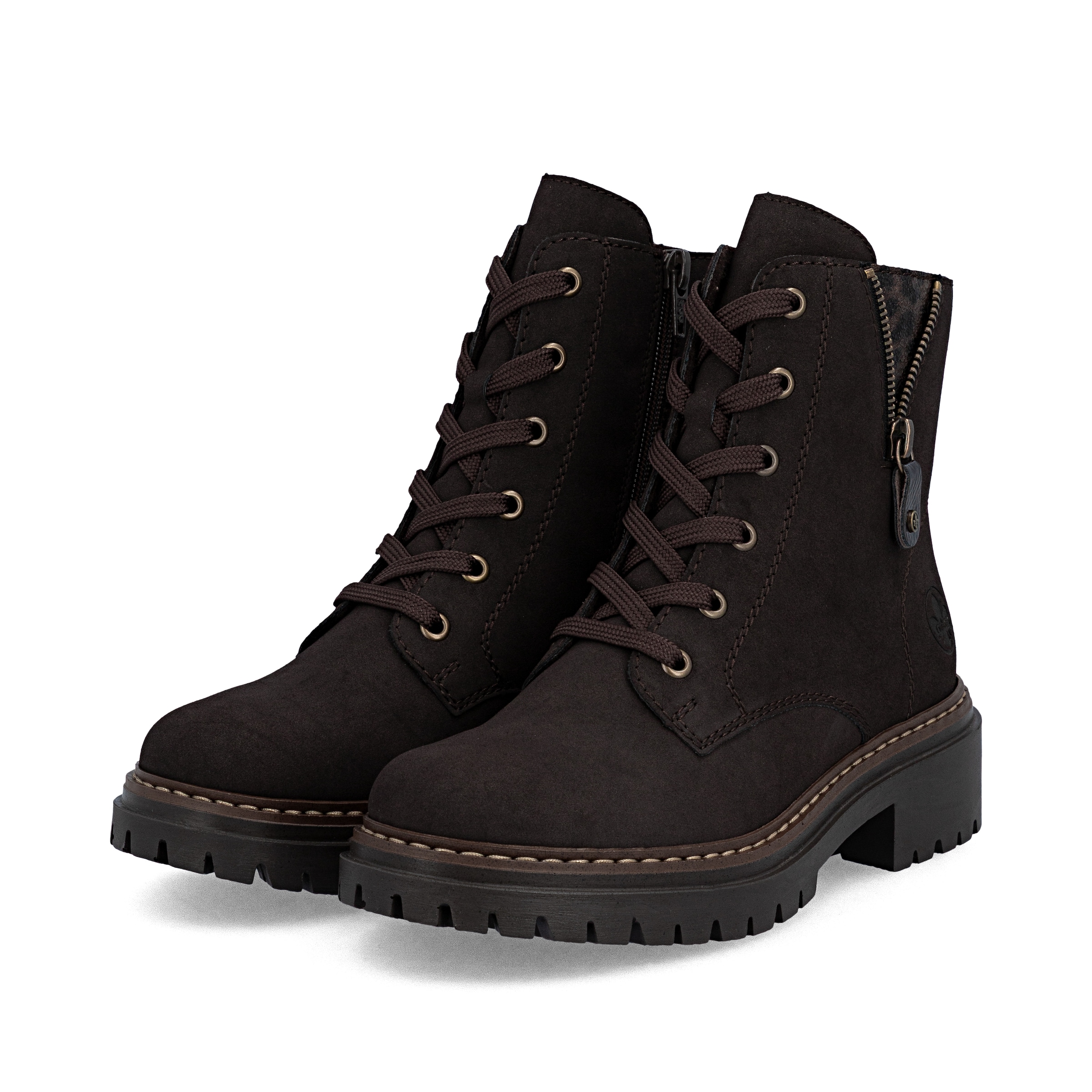 Rieker Lace-Up Ankle Boots in Brown