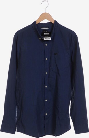 RVCA Button Up Shirt in XXL in Blue: front