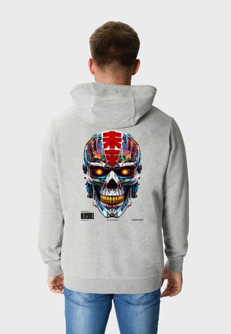 Oldskull Zip-Up Hoodie 'Xtreme Vivid Skull' in Grey: front