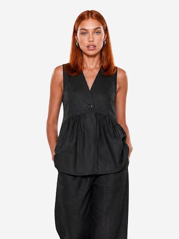 Camicia da donna 'Gilet Lino Bottoni 17589' di I AM in nero: frontale