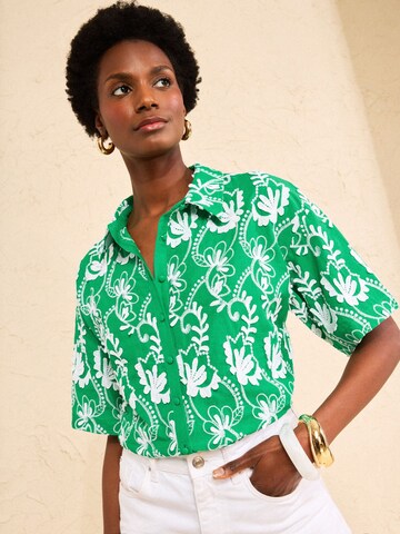 Chemisier love & roses en vert