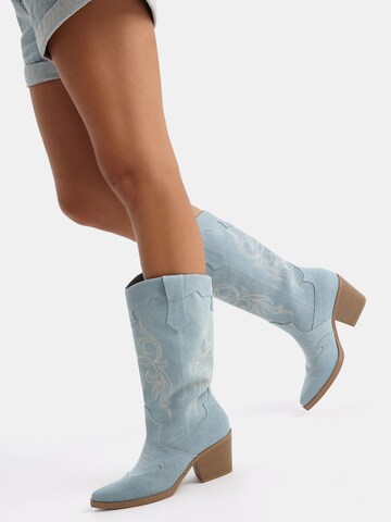 Bottes de cowboy Bershka en bleu : devant