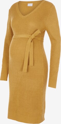 MAMALICIOUS - Vestido de punto 'Lina' en amarillo: frente