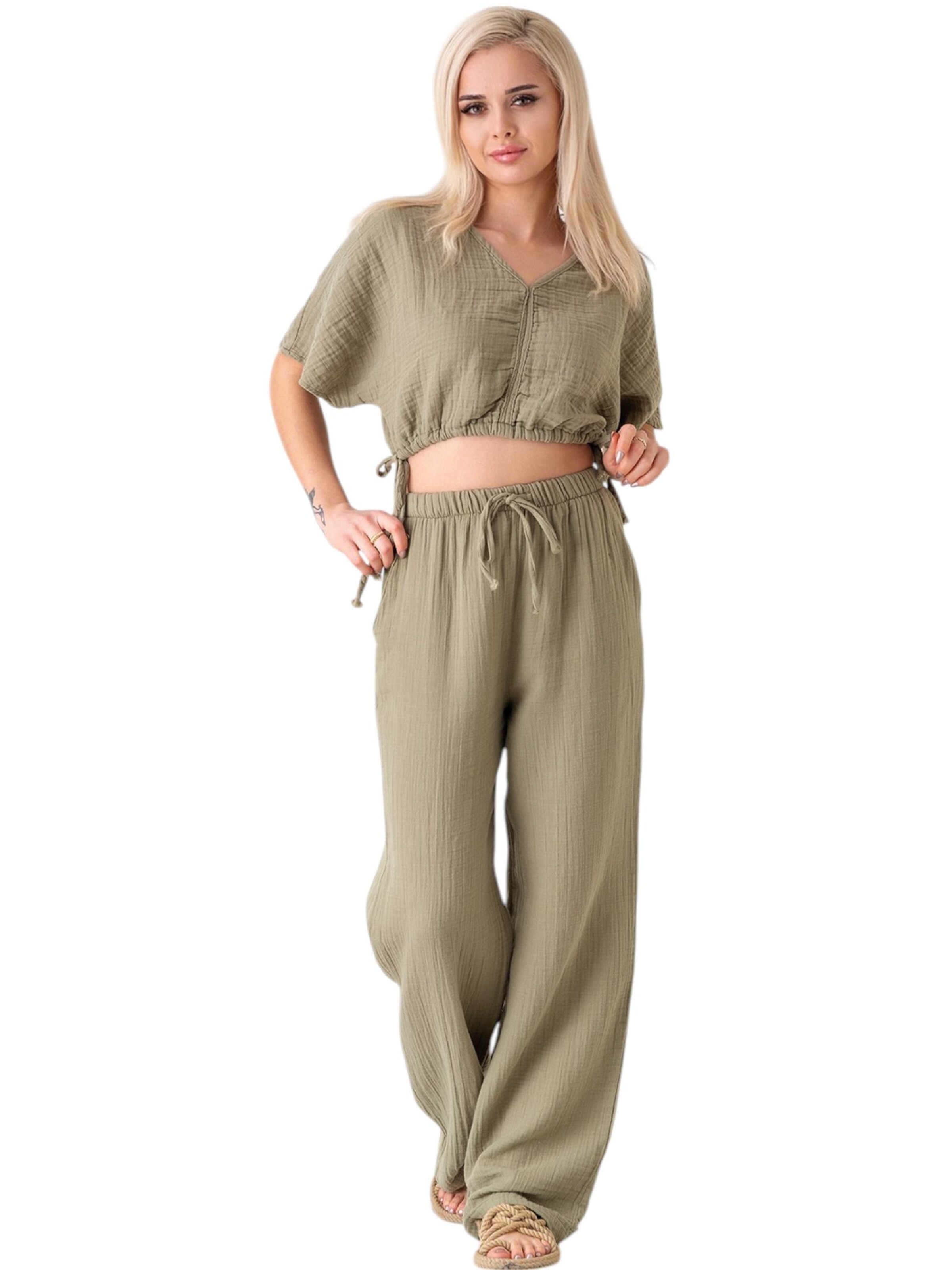 WENOR Wide Leg Bukser 'Eleni' i grøn