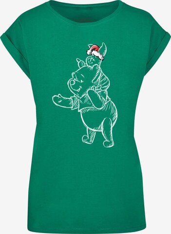 ABSOLUTE CULT Shirt 'Winnie The Pooh - Piglet Christmas' in Groen: voorkant
