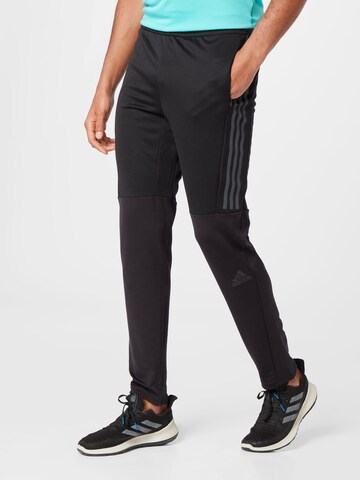 ADIDAS SPORTSWEAR Slim fit Sports trousers 'Run' in Black: front