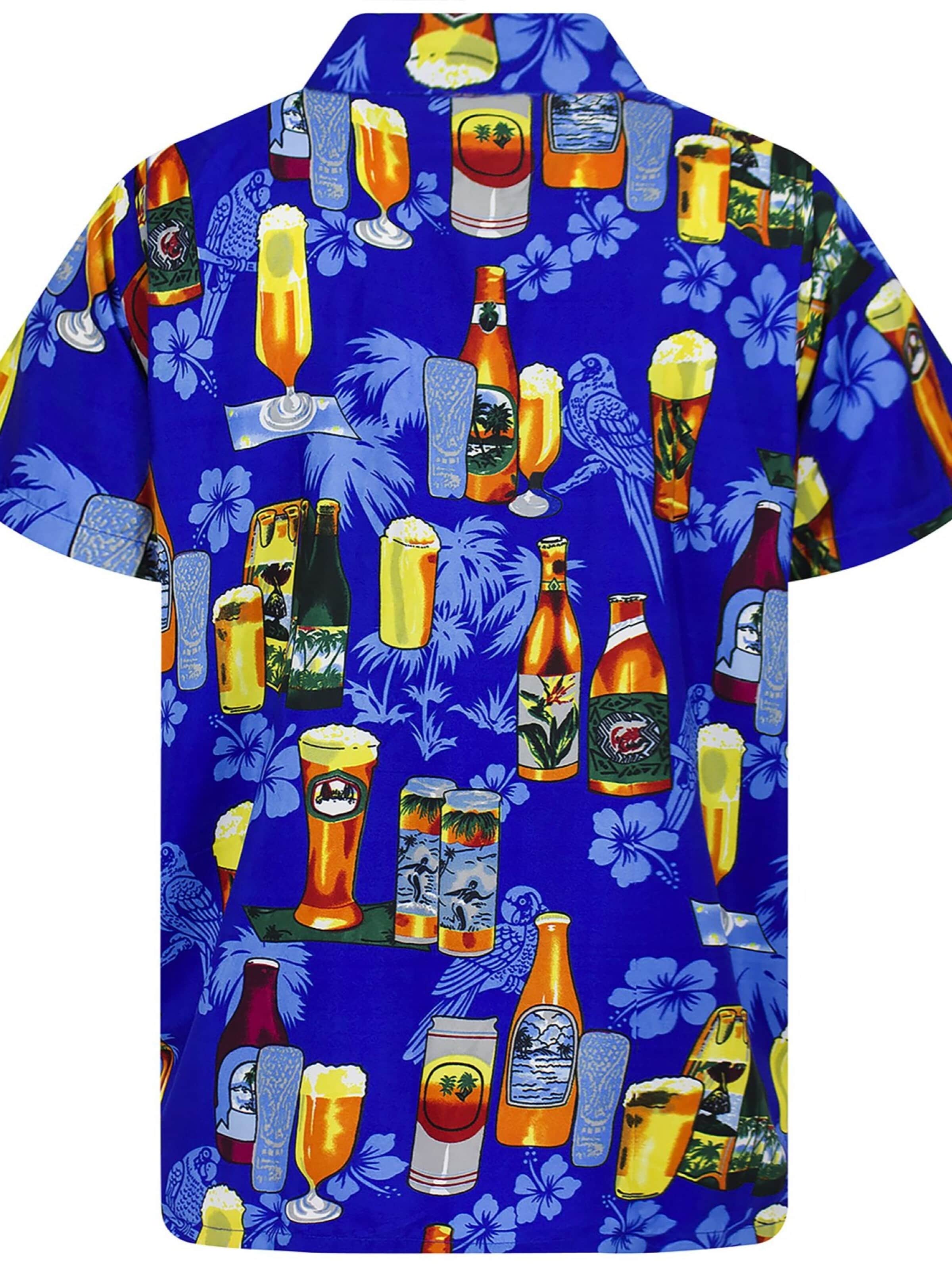 King Kameha Shirt 'Beerbottle' in Blauw