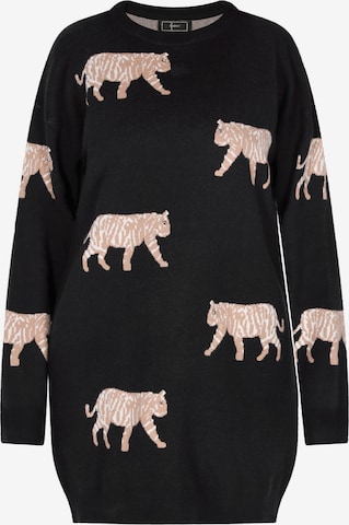 faina - Vestido de malha em preto: frente