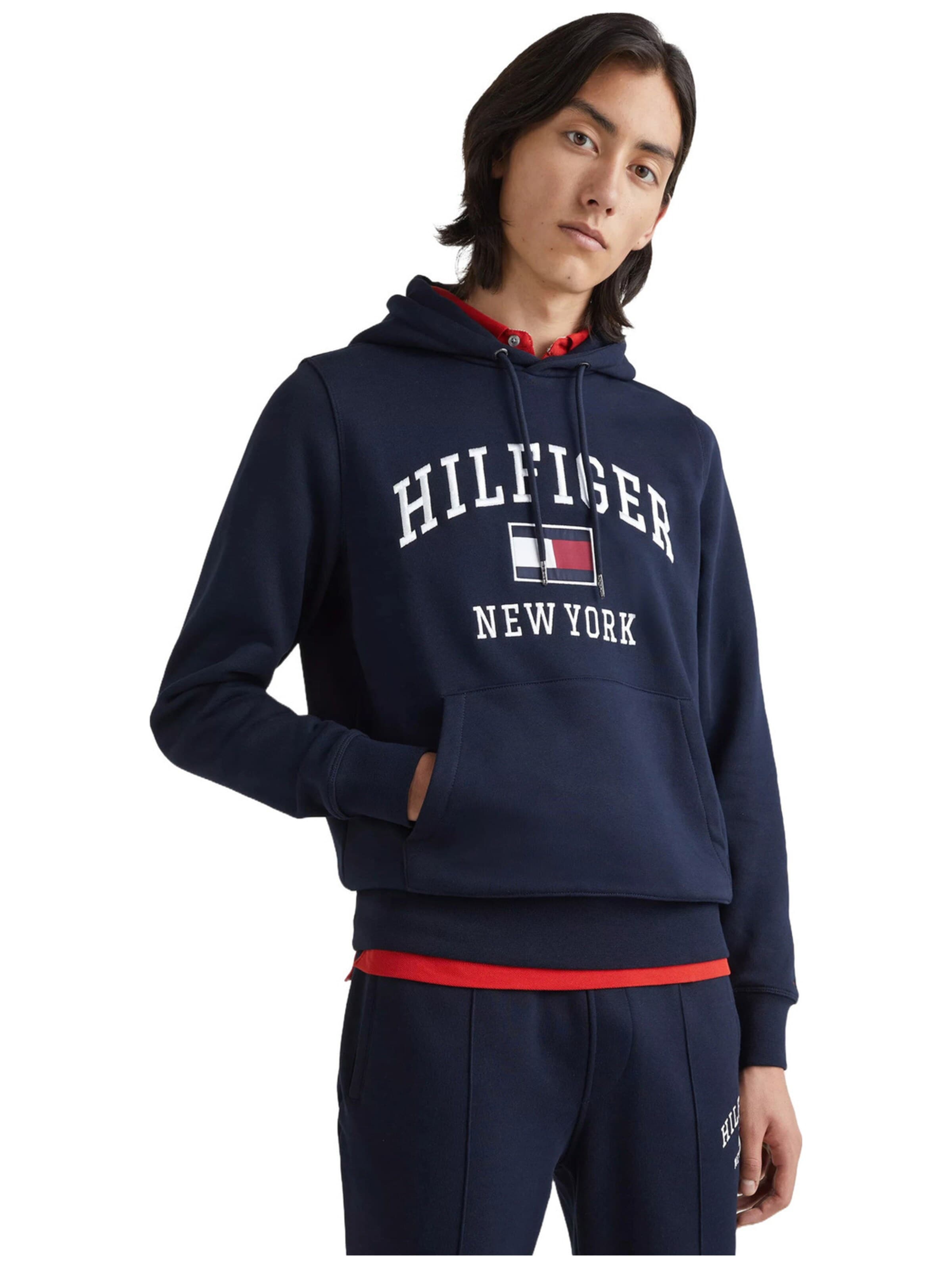TOMMY HILFIGER - Sudadera con cremallera 'Tommy Hilfiger Modern Varsity' en azul: frente