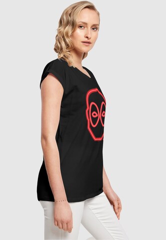 ABSOLUTE CULT Shirt 'Deadpool - Neon Head' in Zwart
