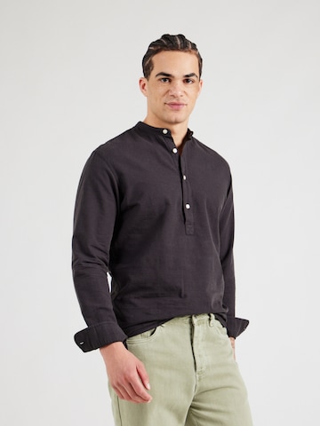 JACK & JONES Slim fit Overhemd 'JJBREEZE' in Zwart: voorkant