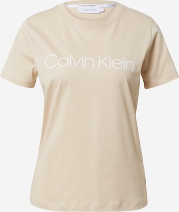 T-shirt Calvin Klein en beige : devant