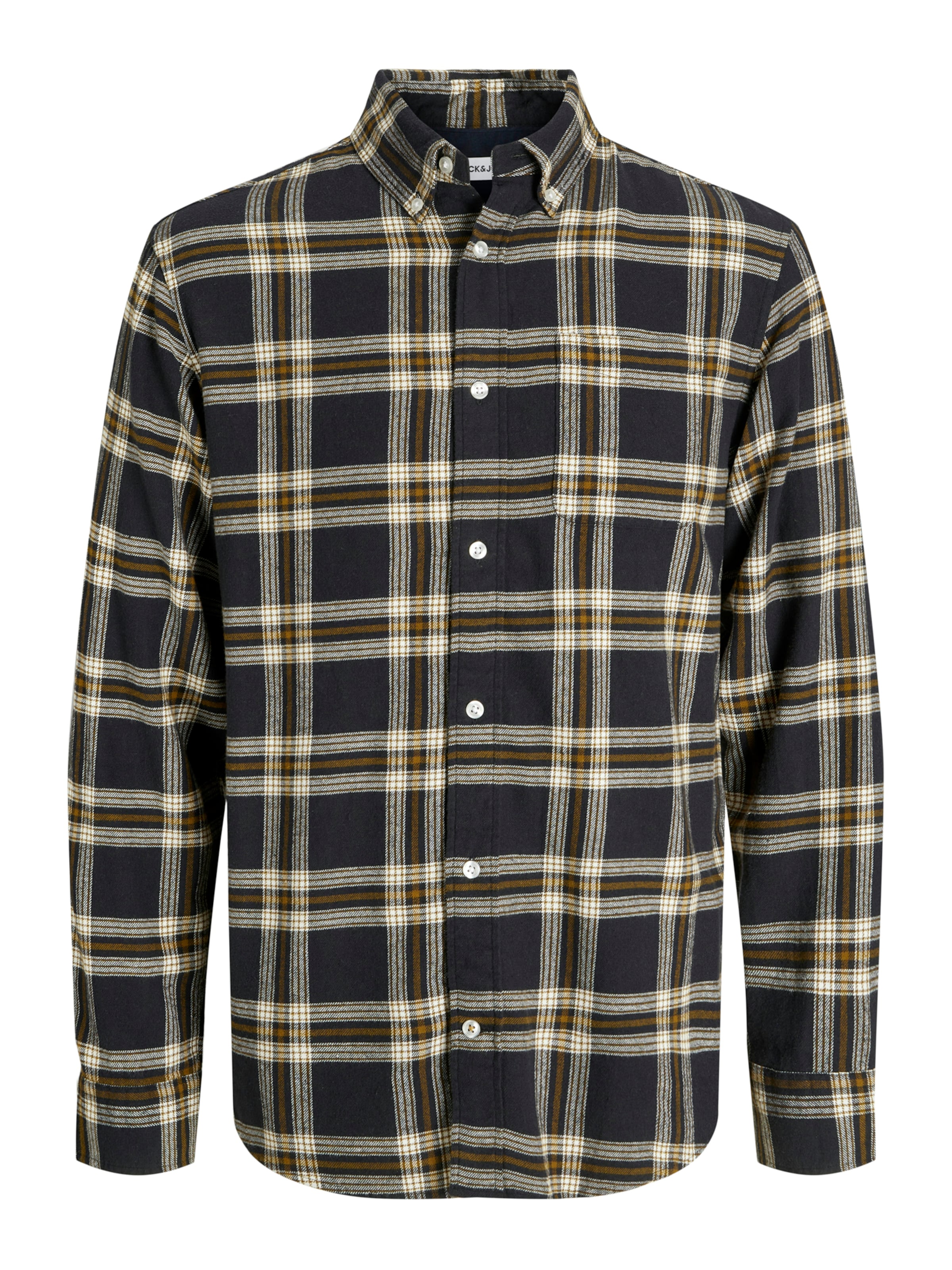 JACK & JONES Skjorta 'JJEClassic' i mörkorange / svart / vit, Produktvy