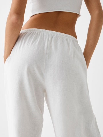 Wide Leg Pantalon Bershka en blanc