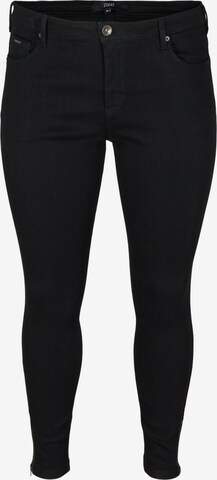 Zizzi Skinny Jeans 'AMY' in Zwart: voorkant