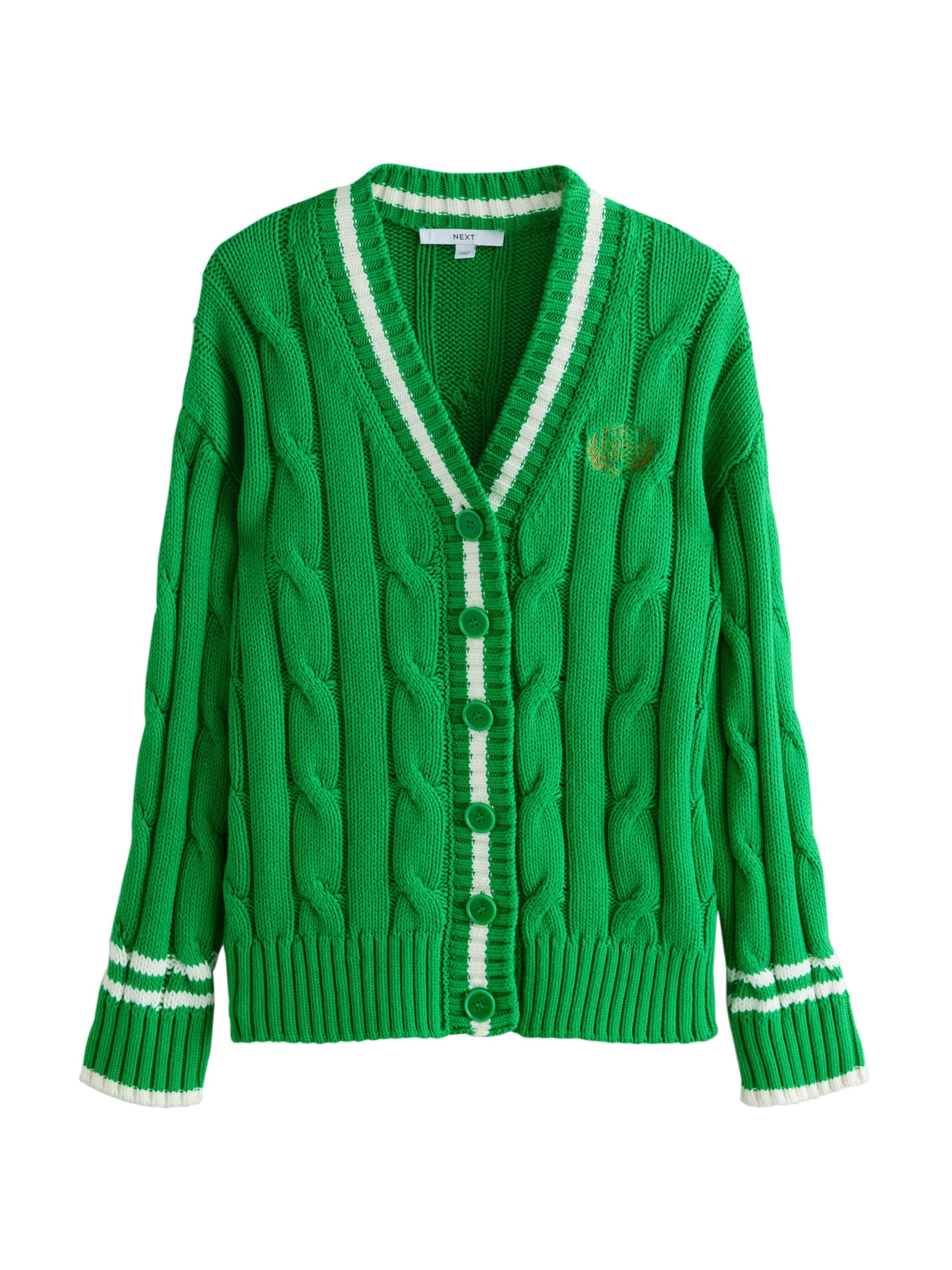 Next Плетена жилетка в зелено: отпред