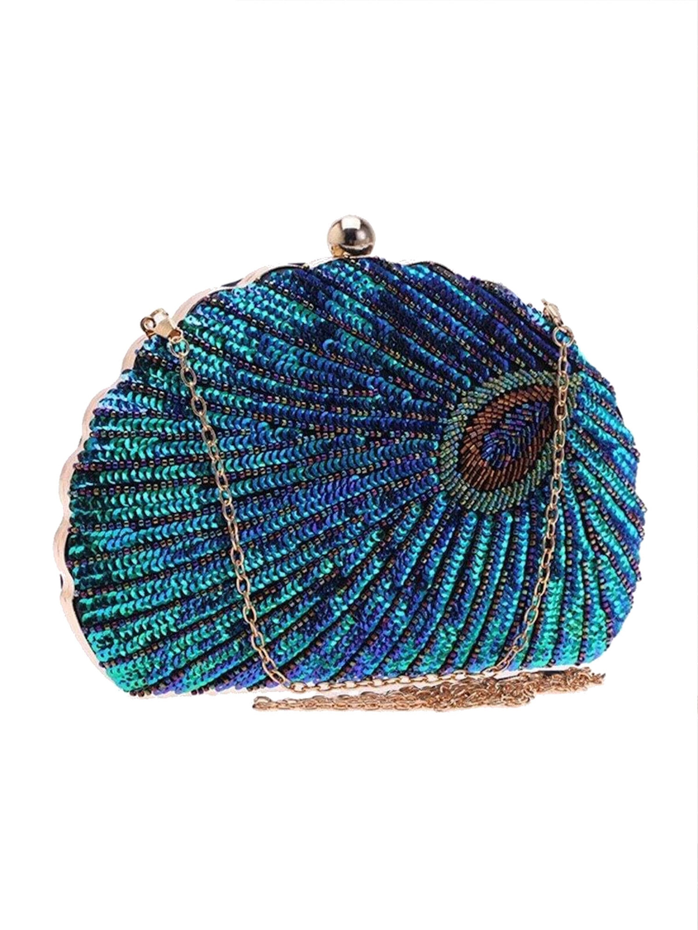 Tomshop24-7 Clutch 'Pfau'‌‌‌ in Blau