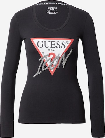 GUESS - Camiseta en negro: frente