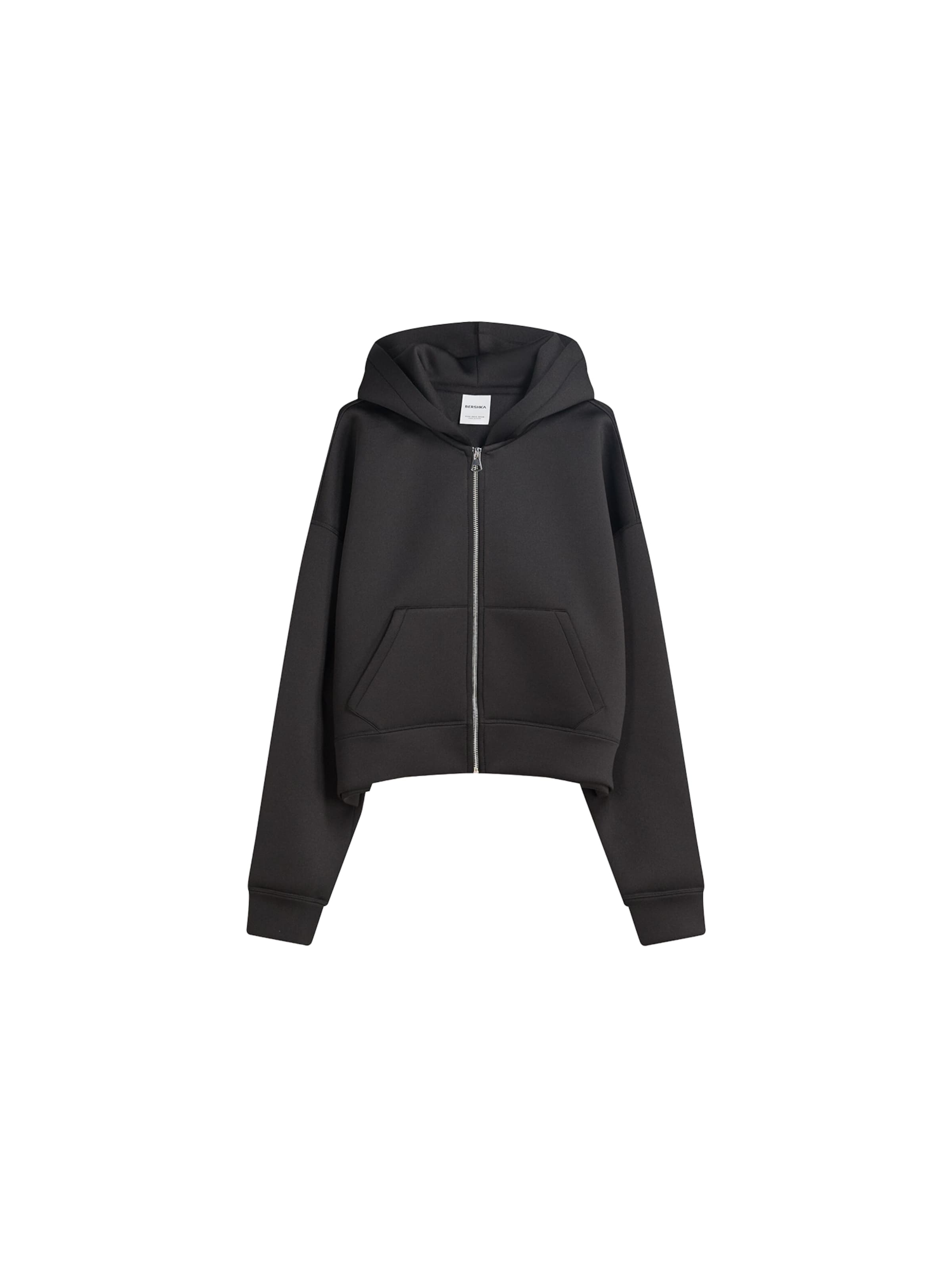 Bershka Sweat jacket in Black: front