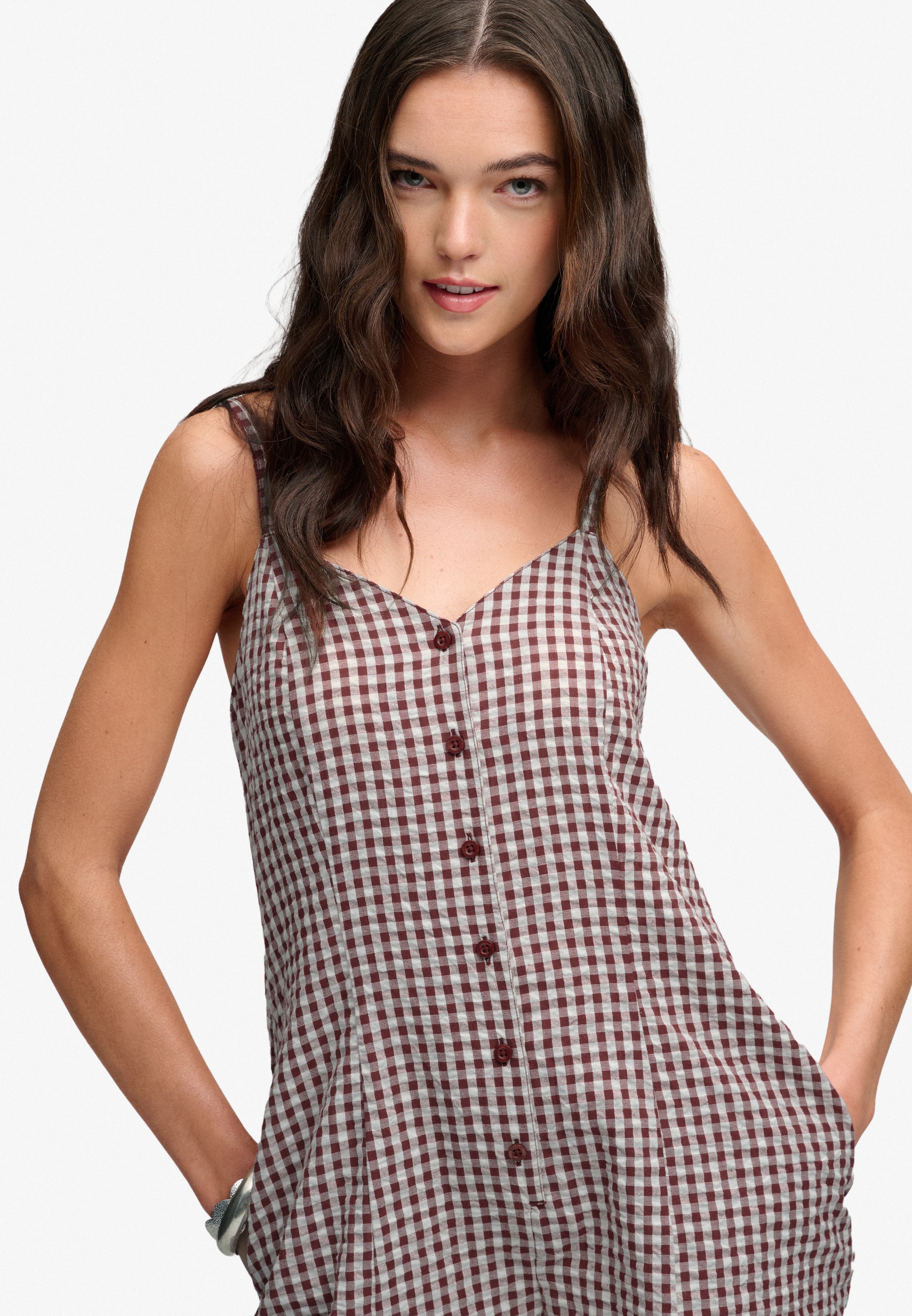 Superdry & Co Jumpsuit 'Gingham Cami' in Red
