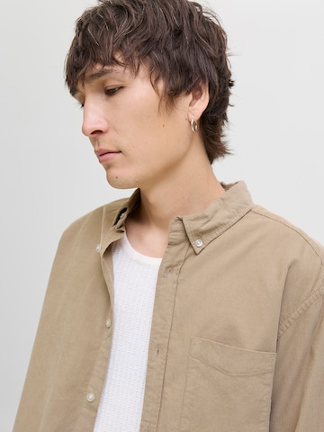 JACK & JONES Regular fit Button Up Shirt 'JJECLASSIC' in Beige