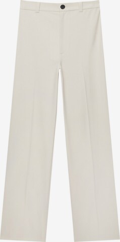 Pull&Bear Regular Trousers with creases in White: front