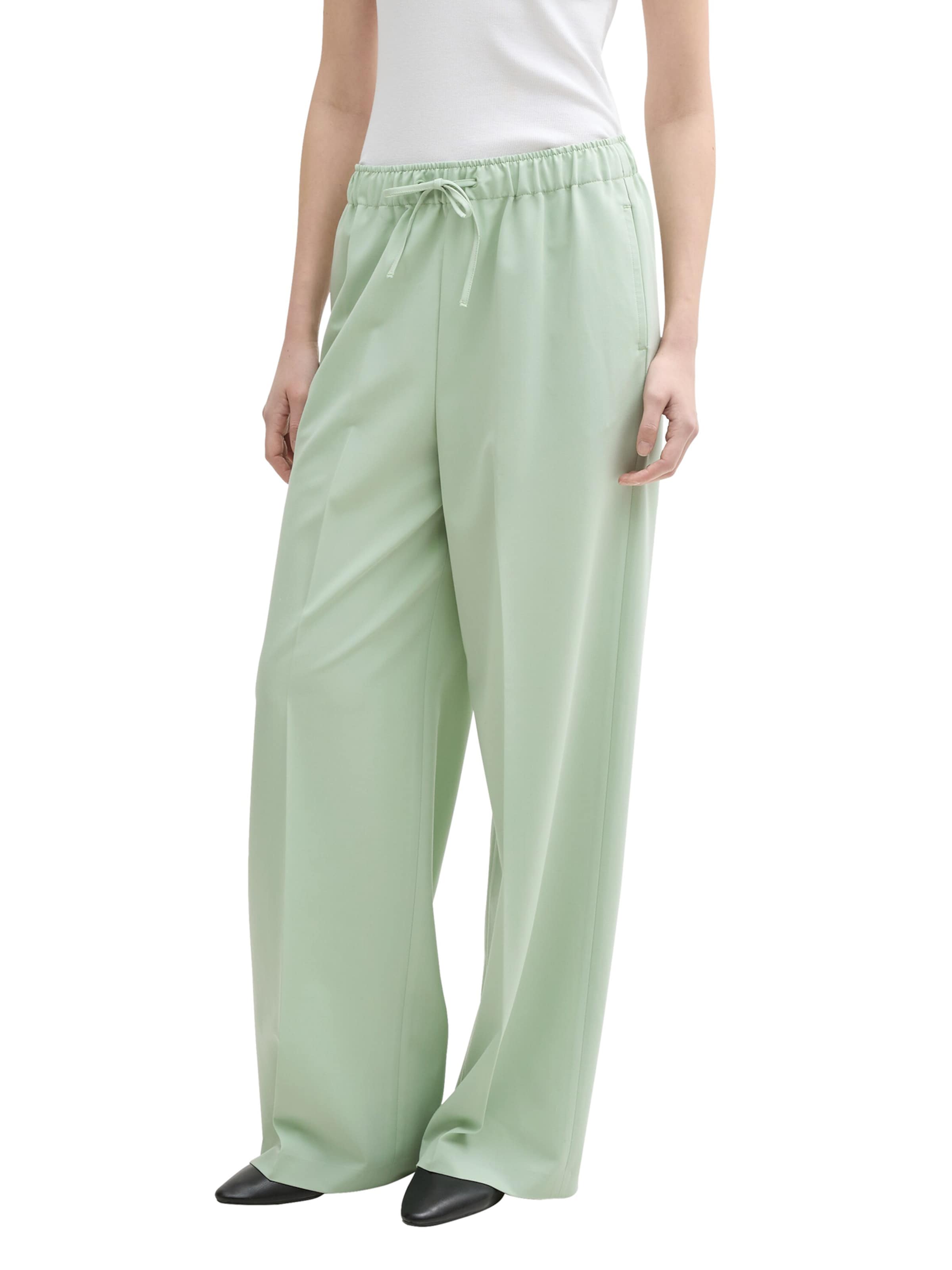 žalia TOM TAILOR DENIM Laisvas Kelnės su kantu: priekis