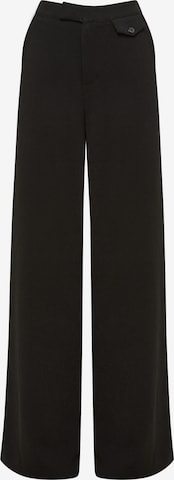 Tussah Wide leg Broek 'TRISHA' in Zwart: voorkant