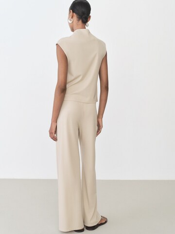 MANGO Loose fit Trousers 'CANDELA' in Beige