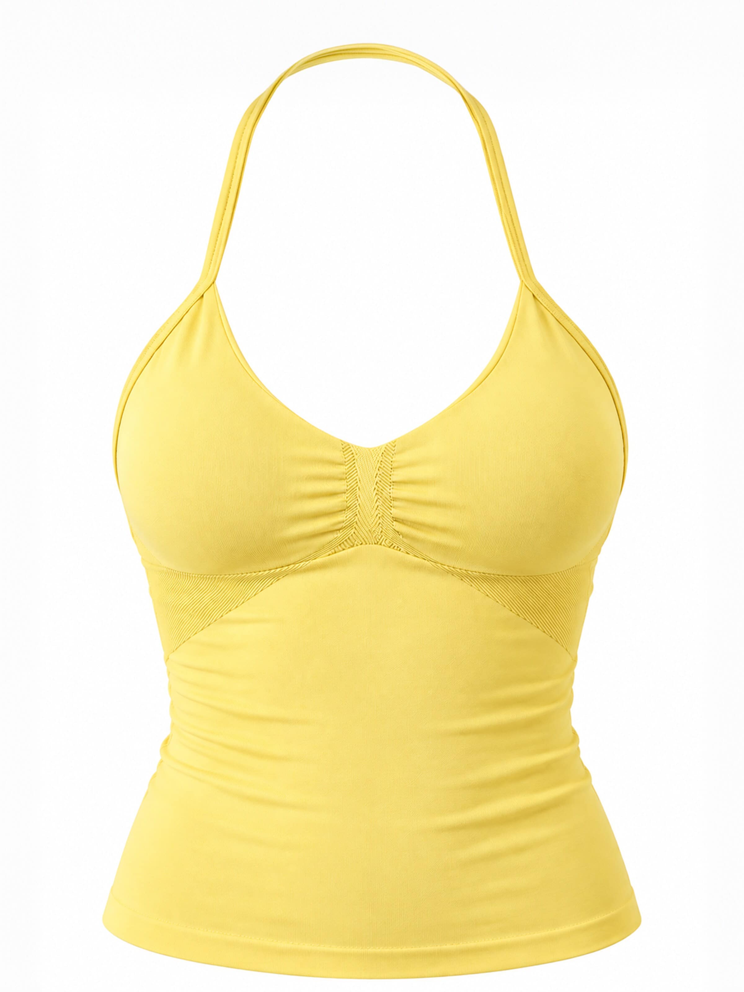 OYOJ Sporttopp 'Dynamic Halter Tank Top - Yellow' i gul: framsida