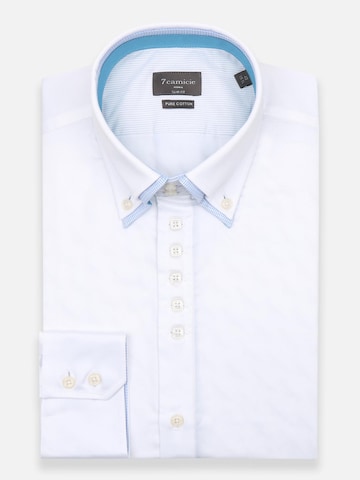 Camicia 'Marco Polo Iconic Satin Man Shirt White' di 7Camicie in bianco: frontale