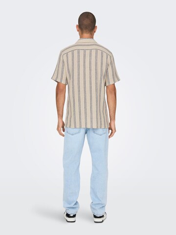 Only & Sons Regular fit Overhemd 'Trev' in Beige