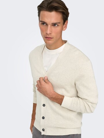 Only & Sons Knit Cardigan 'ONSting' in White