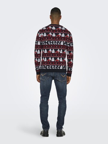 Only & Sons Trui 'ONSXmas' in Blauw
